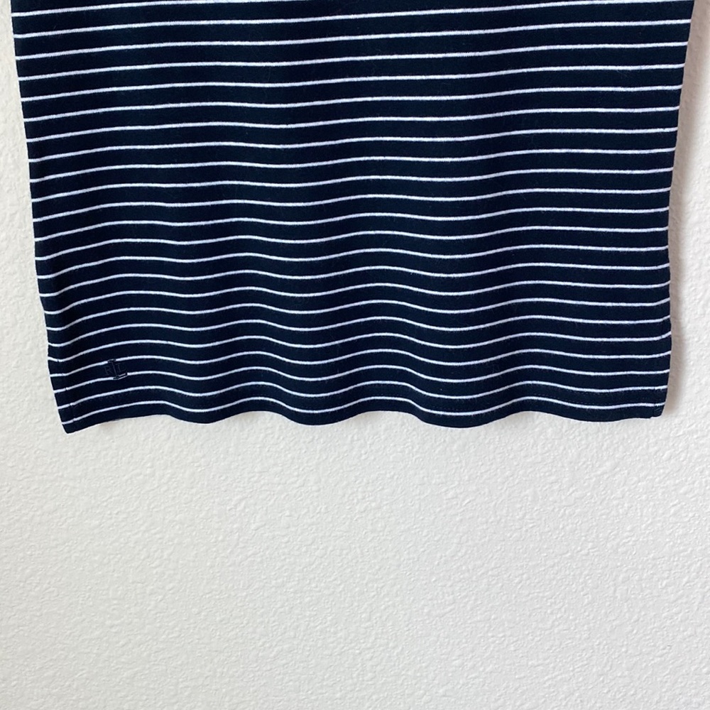 Lauren by Ralph Lauren Women’s Short Sleeve Navy&White Pinstripe Top Size Medium - Picture 6 of 6